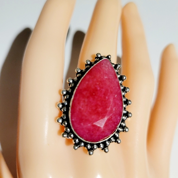 Natural Raw Cut Ruby 925 Silver Ring - Picture 12 of 12